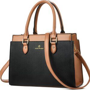 Trendy Leather Dual-tone Tote Purse Crossbody Shoulder Bag for Women